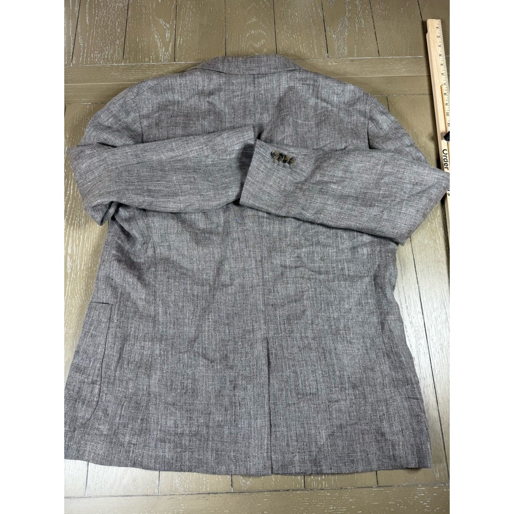 Banana Republic Blazer Mens 44R Taupe 100% Linen Herringbone Sport Coat NEW - Picture 14 of 15